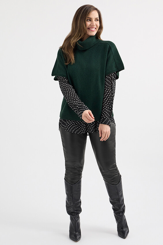 Model wearing the Takeout Turtleneck with the Celebrity Top and the Tomboy Legging